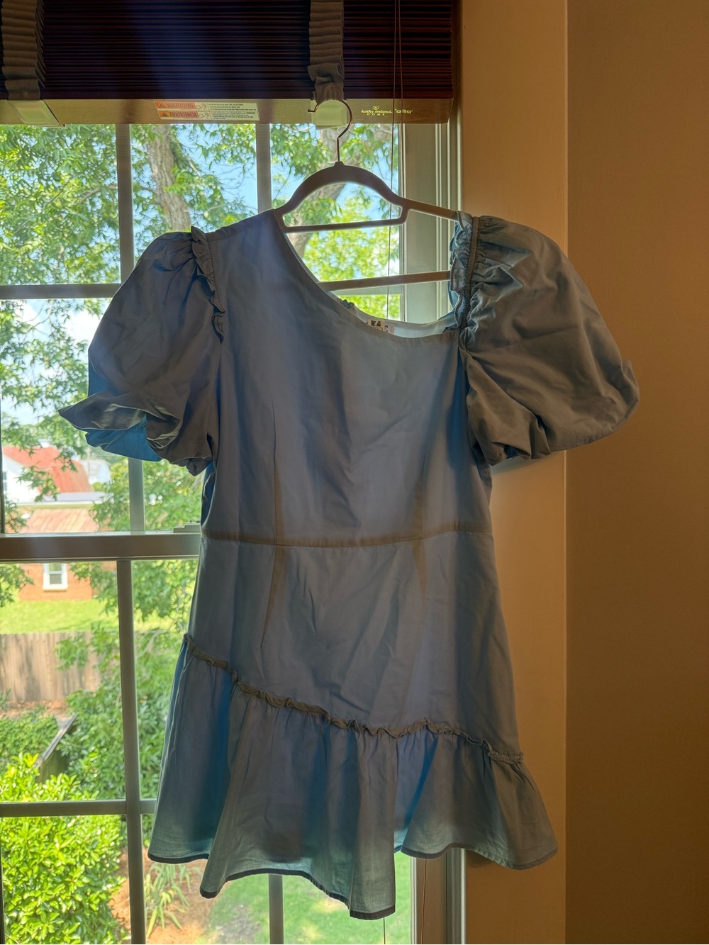 TCEC Light Blue Puff Sleeve Mini Dress